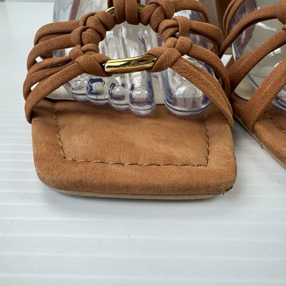 Dolce Vita Kash Cedar Nubuck Tie Up Block Heel Sandals 8.5 Square Toe Strappy - Picture 12 of 16